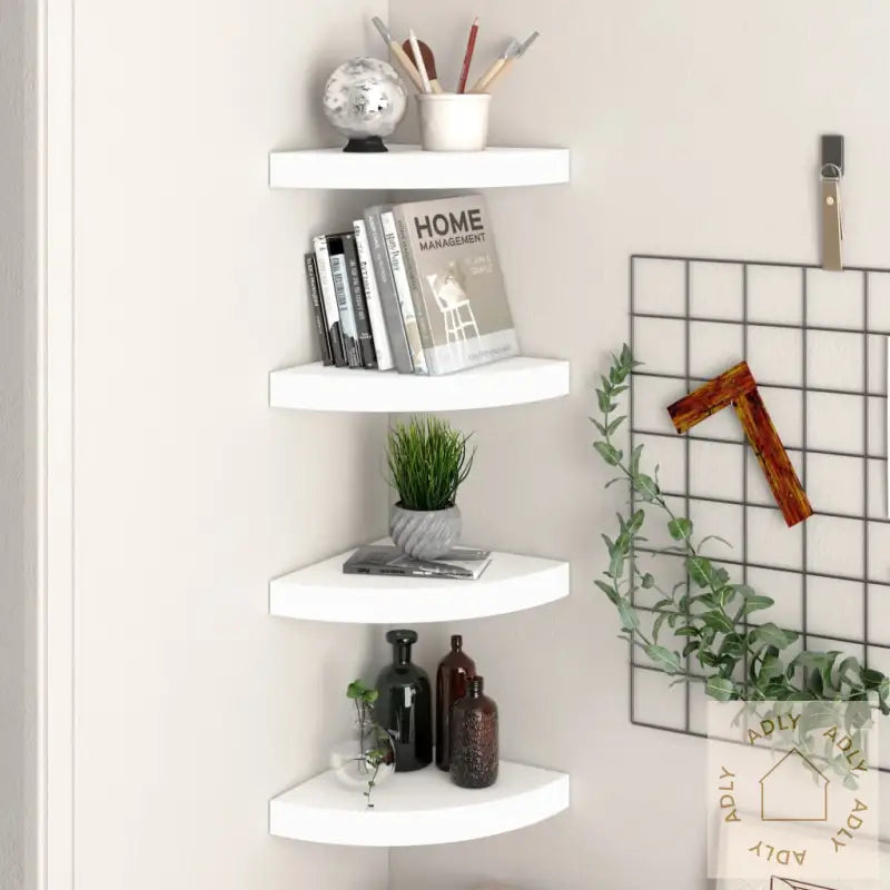 Flytende Vegghyller 4 Stk Hvit 25X25X3,8 Cm Mdf