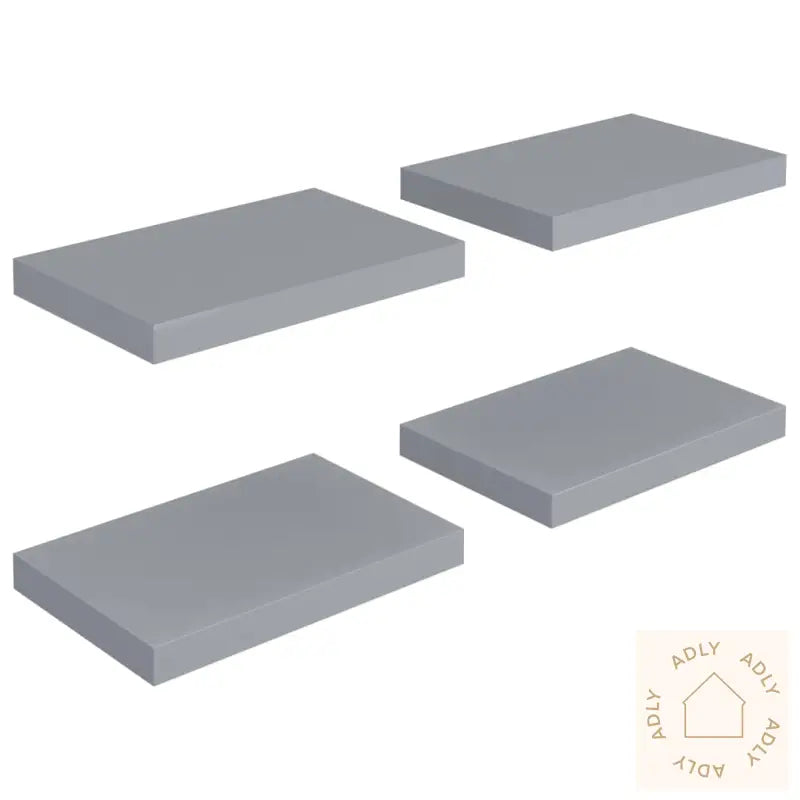 Flytende Vegghyller 4 Stk Grå 40X23X3,8 Cm Mdf
