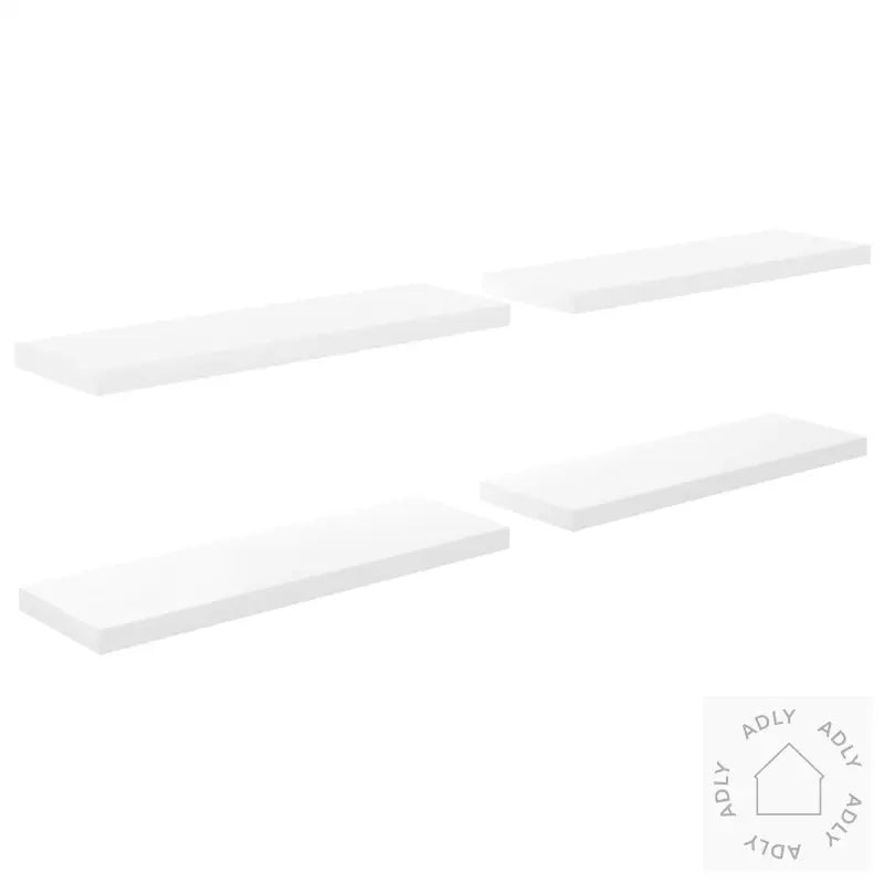 Flytende Vegghyller 4 Stk Høyglans Hvit 80X23,5X3,8 Cm Mdf