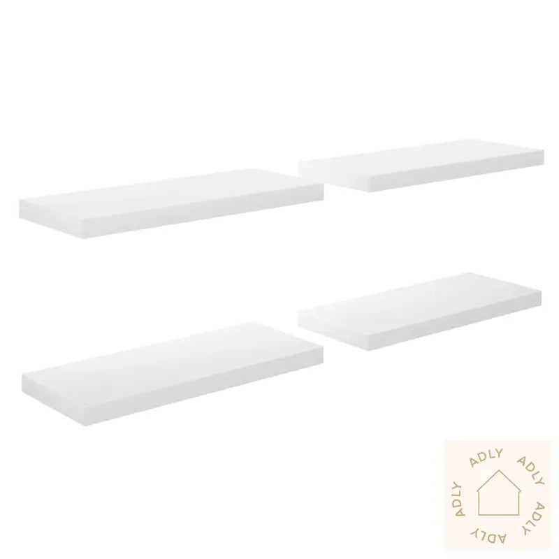 Flytende Vegghyller 4 Stk Høyglans Hvit 60X23,5X3,8 Cm Mdf