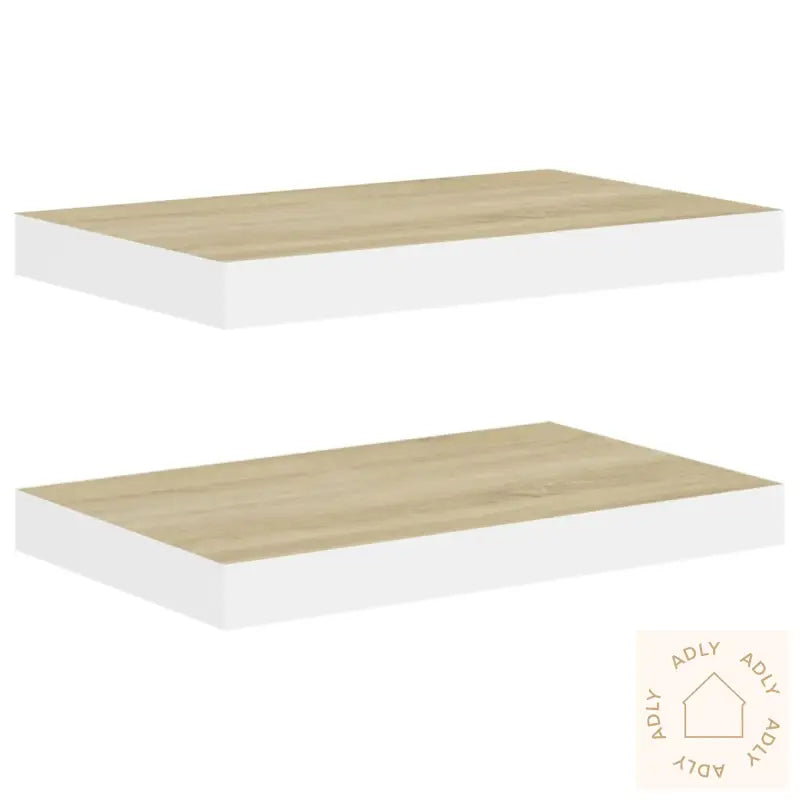 Flytende Vegghyller 2 Stk Eik Og Hvit 50X23X3,8 Cm Mdf