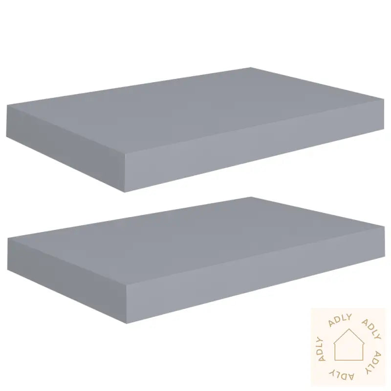 Flytende Vegghyller 2 Stk Grå 40X23X3,8 Cm Mdf