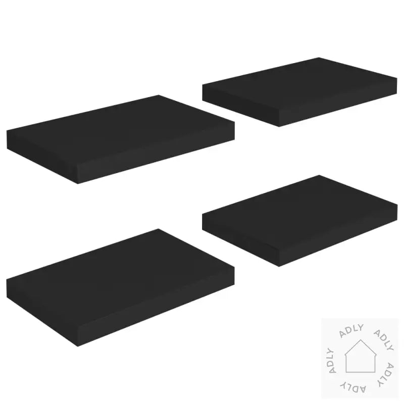 Flytende Vegghyller 4 Stk Svart 40X23X3,8 Cm Mdf