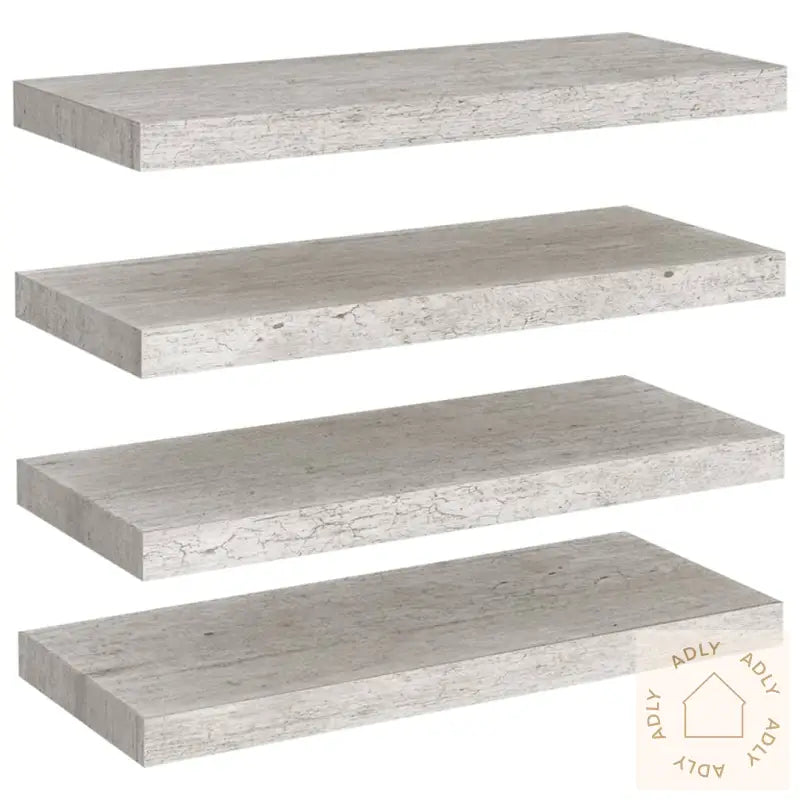 Flytende Vegghyller 4 Stk Betonggrå 60X23,5X3,8 Cm Mdf