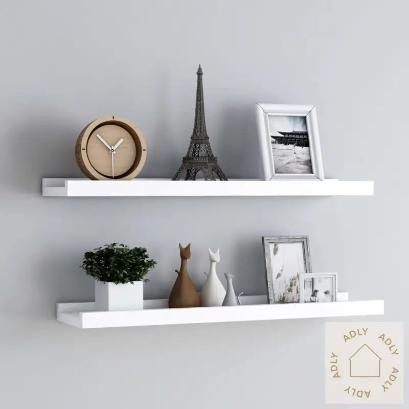Flytende Vegghyller 2 Stk Hvit 80X9X3 Cm Mdf