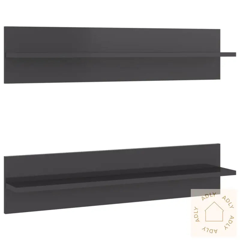 Vegghyller 2 Stk Høyglans Grå 80X11,5X18 Cm Konstruert Tre