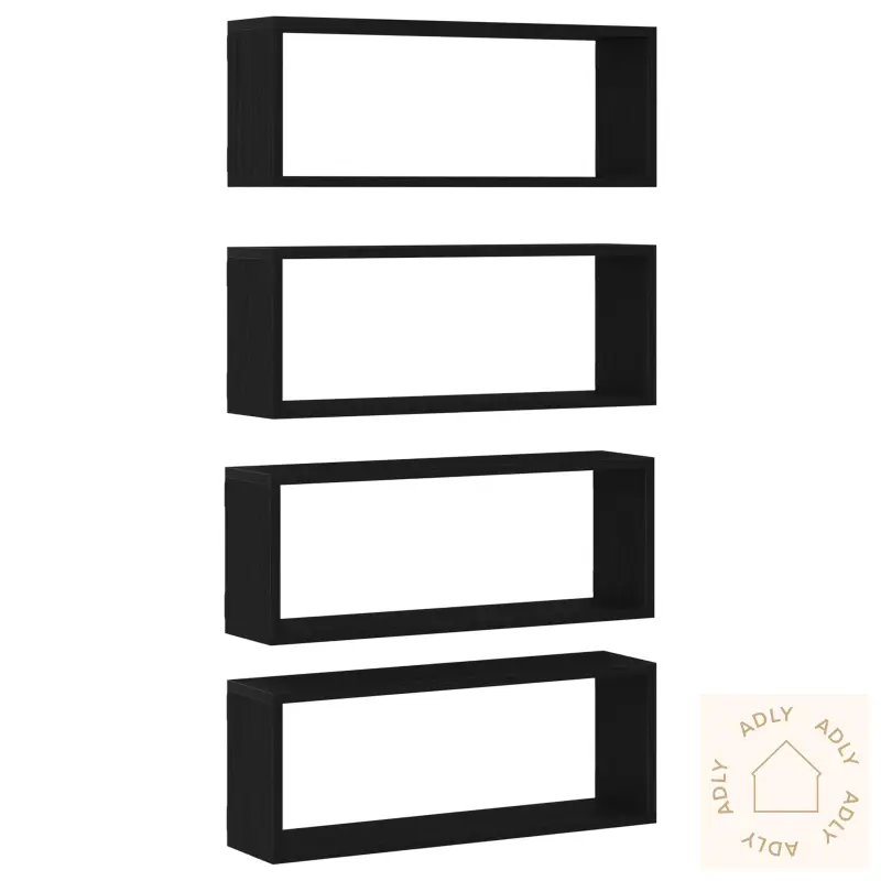 Vegghyller Sett Med 4 - Svart Eik - 60X15X23 Cm - Laget Av Mdf