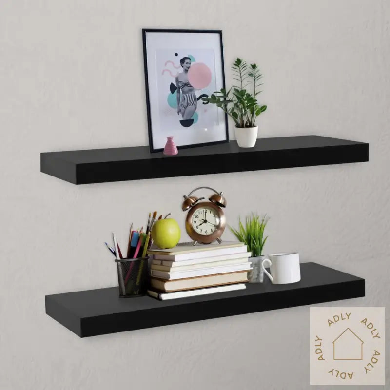Vegghyller 2 Stk Svart 80X20X3,8 Cm