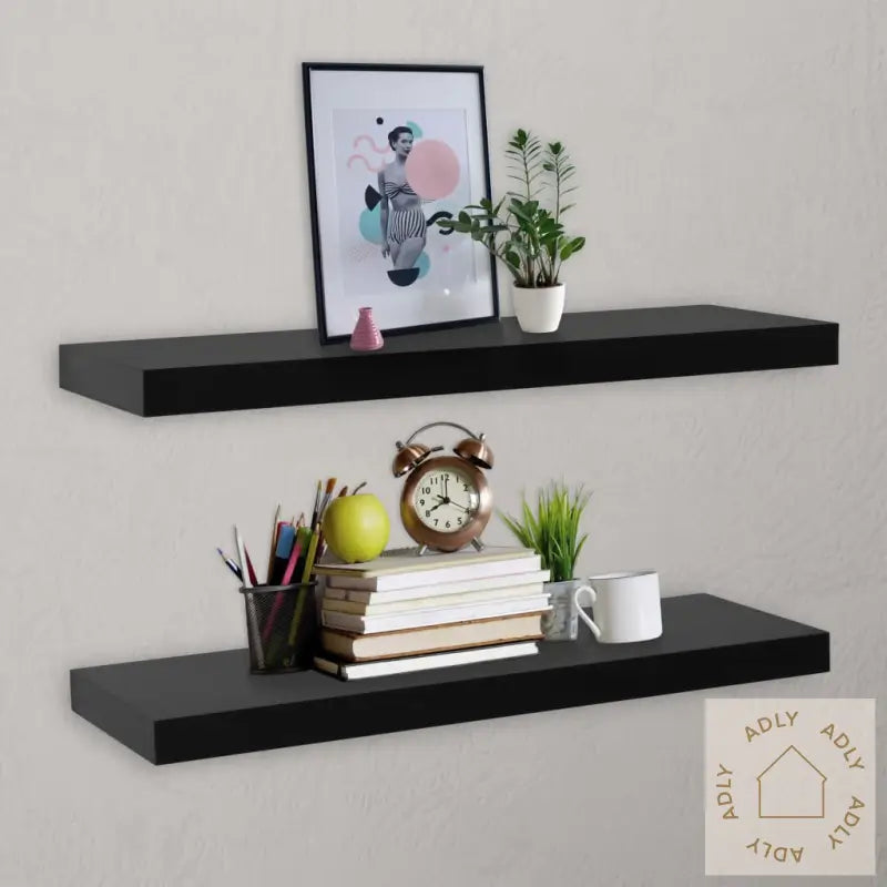 Vegghyller 2 Stk Svart 100X20X3,8 Cm
