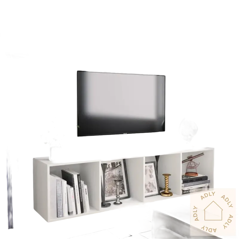 White media console med åpne hyller som kan plasseres horisontalt eller på veggen vertikalt for hagemøbler stil