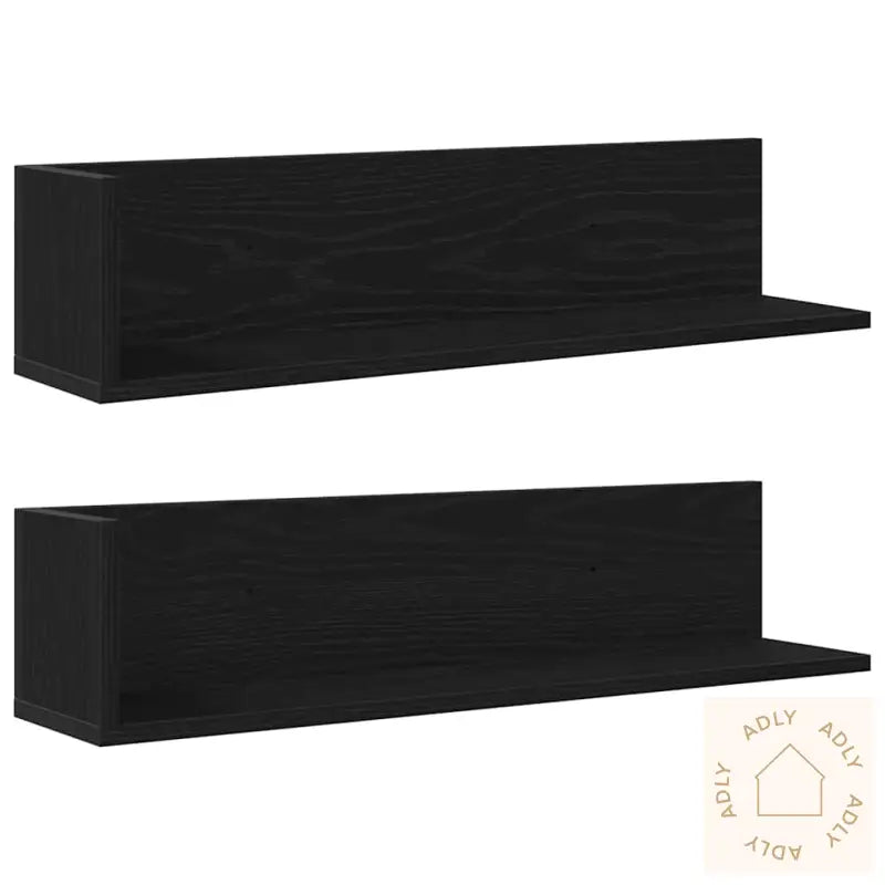 Veggskap 2 Stk Svart 75X16,5X16,5 Cm Konstruert Tre