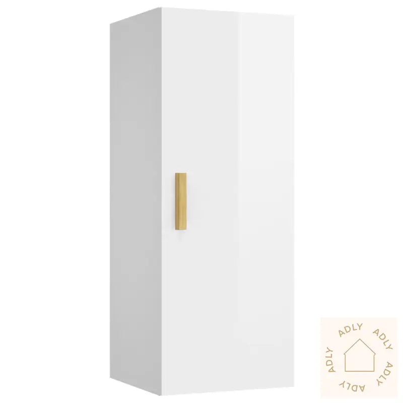 Veggskap Høyglans Hvit 34,5X34X90 Cm Konstruert Tre