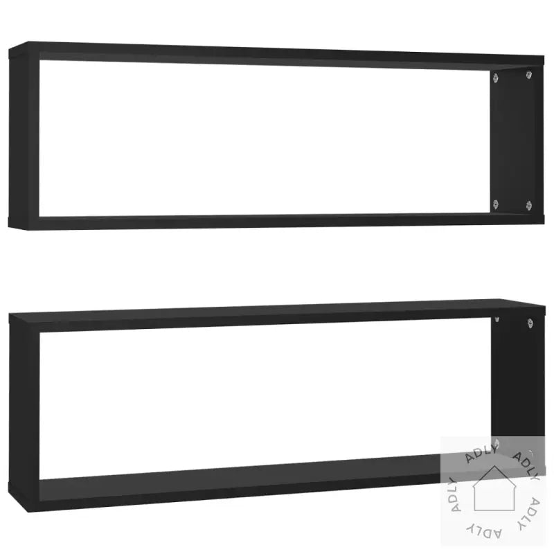 Vegghyller Kubeformet 2 Stk Svart 80X15X26,5 Cm Konstruert Tre