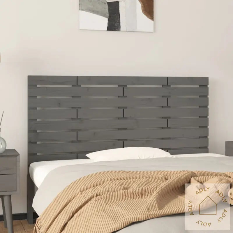 Veggmontert Sengegavl Grå 146X3X63 Cm Heltre Furu