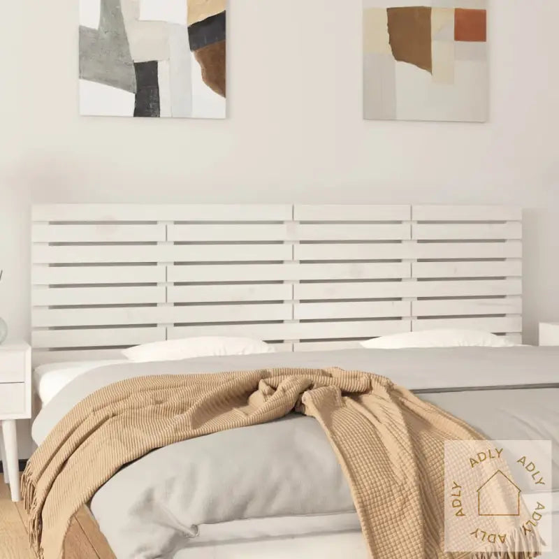 Veggmontert Sengegavl Hvit 206X3X63 Cm Heltre Furu