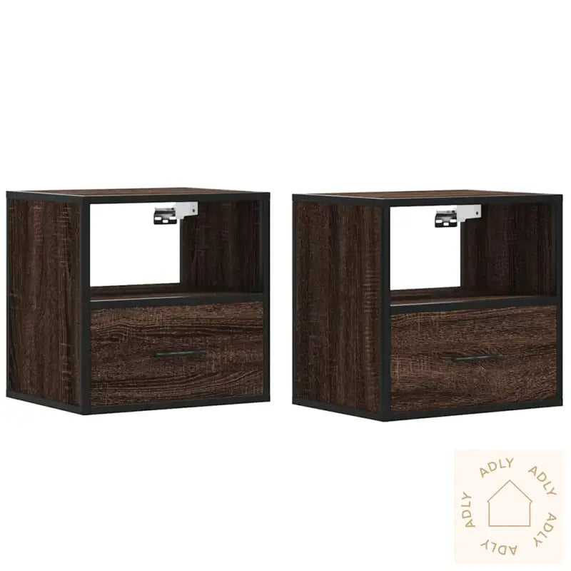 Veggmonterte Nattbord 2 Stk Brun Eik 40X31X39,5 Cm