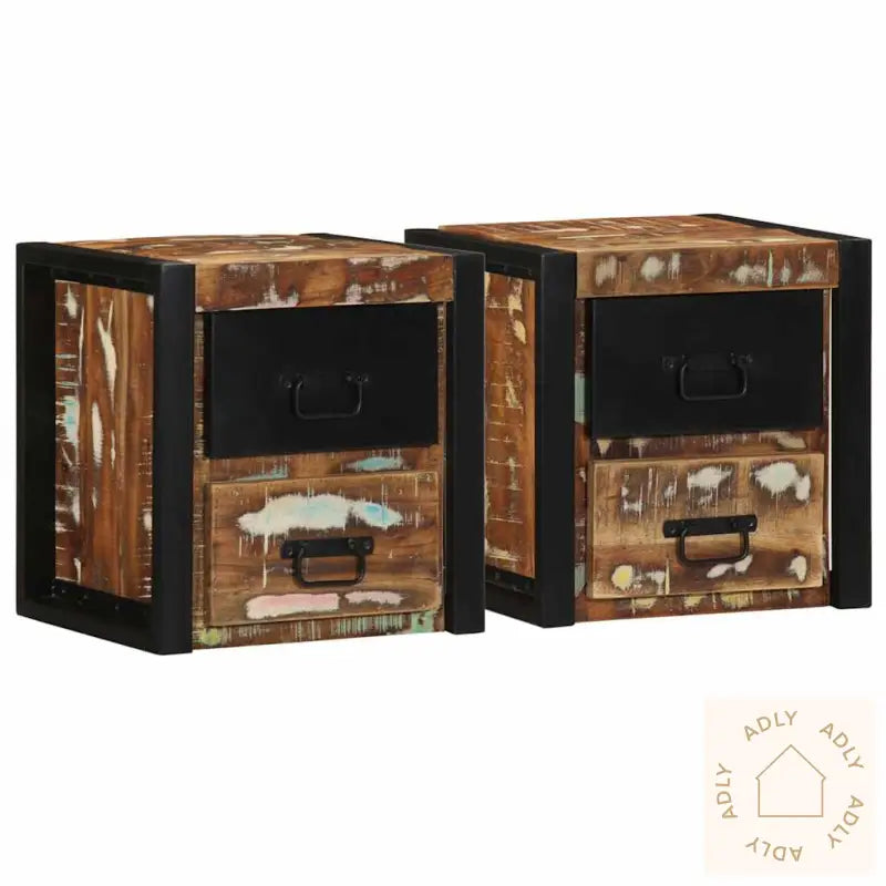 Nattbord 2 Stk Flerfarget 40X35X40 Cm Gjenvunnet Heltre