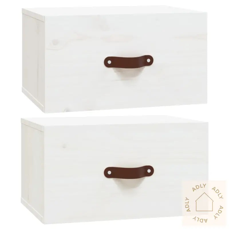 Veggmonterte Nattbord 2 Stk Hvit 40X29,5X22 Cm