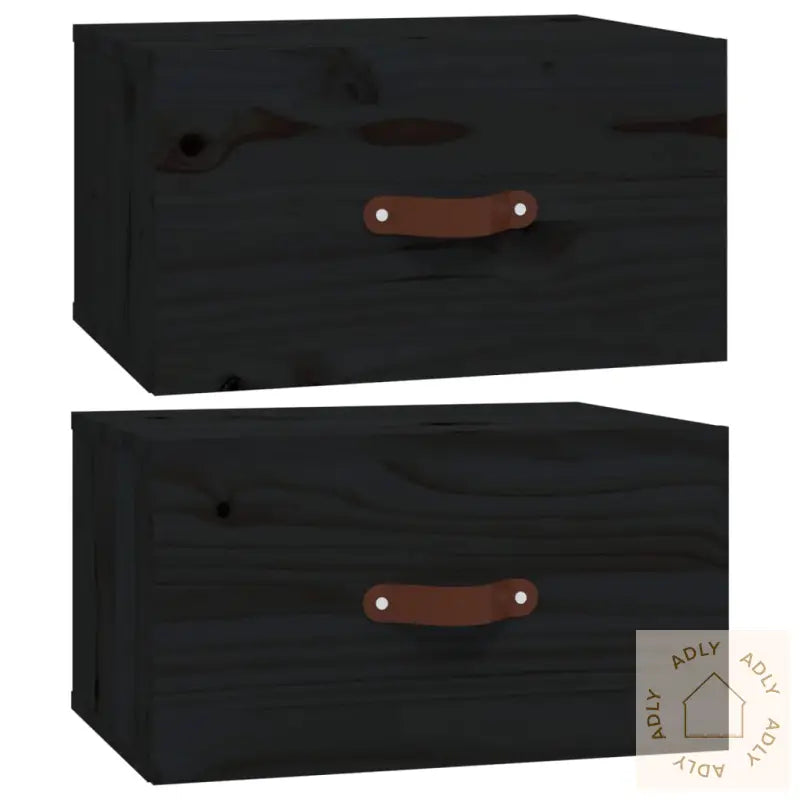 Veggmonterte Nattbord 2 Stk Svart 40X29,5X22 Cm