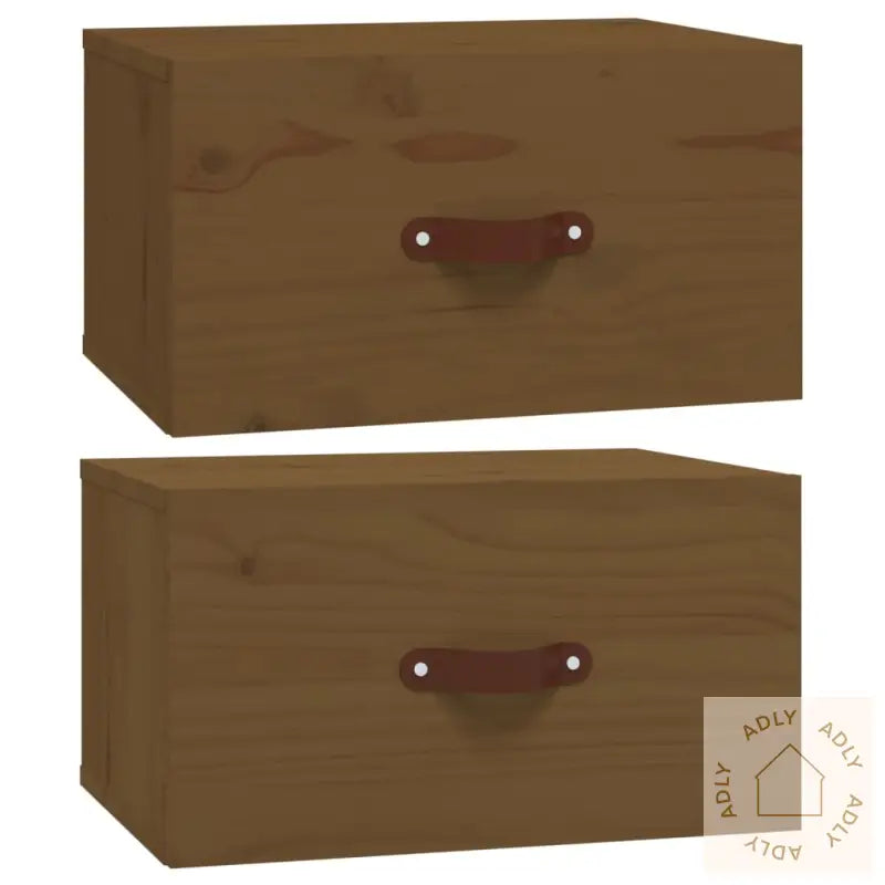 Veggmonterte Nattbord 2 Stk Honningbrun 40X29,5X22 Cm