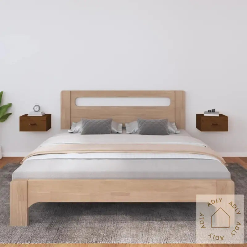 Veggmonterte Nattbord 2 Stk Honningbrun 40X29,5X22 Cm