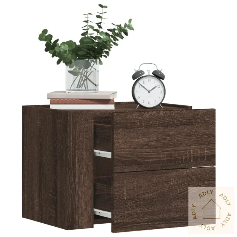 Veggmonterte Nattbord 2 Stk Brun Eik 45X30X35 Cm