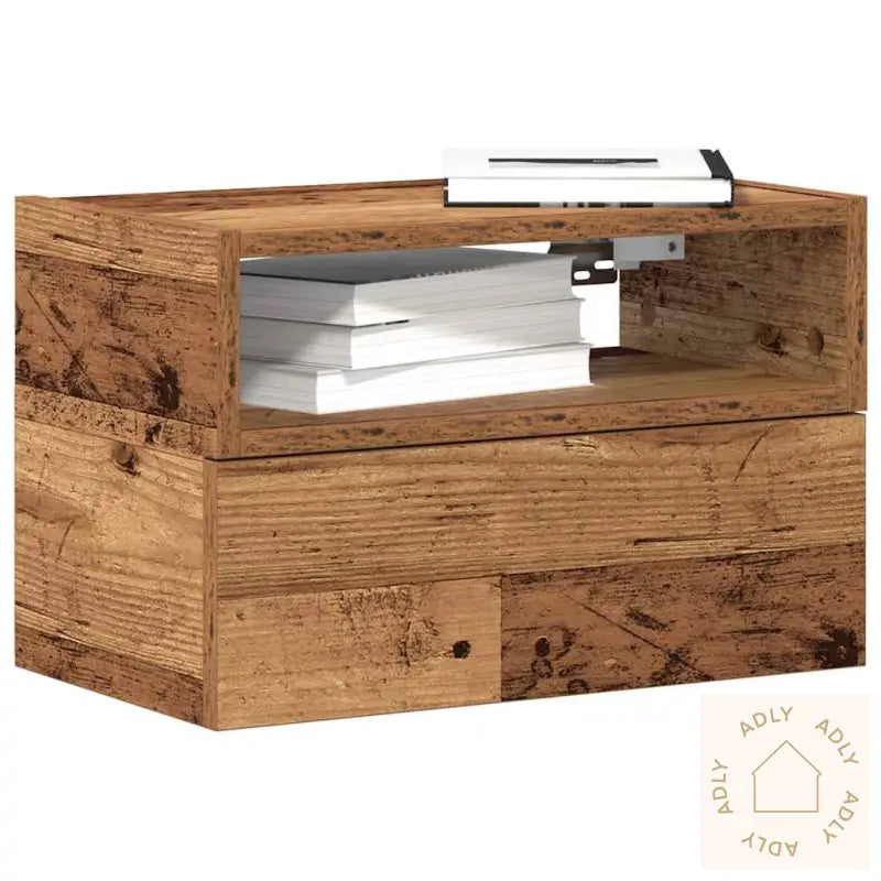 Veggmonterte Nattbord 2 Stk Gammelt Tre 45X26X28,5 Cm