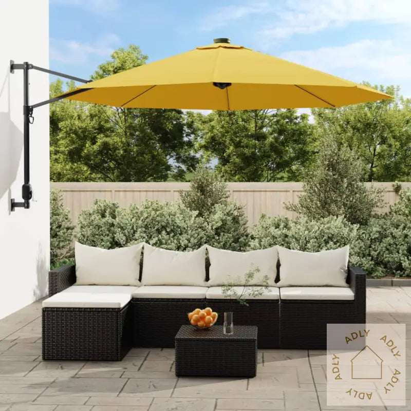 Veggmontert Parasoll Med Led Gul 290 Cm