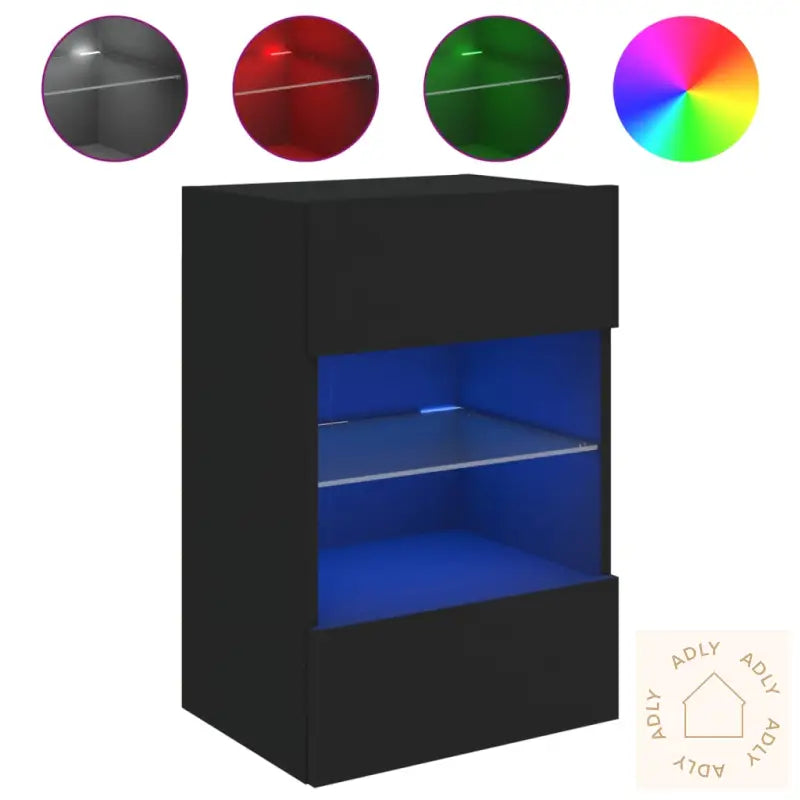 Vegghengt Tv-Benk Med Led Svart 40X30X60,5 Cm