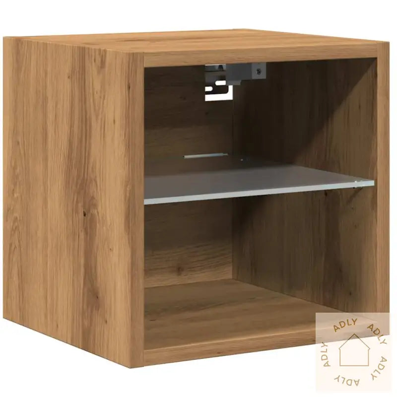Vegghengt Tv-Benk Med Led Artisan Eik 30X28,5X30 Cm