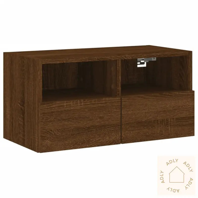 Vegghengt Tv-Benk Brun Eik 60X30X30 Cm Konstruert Tre