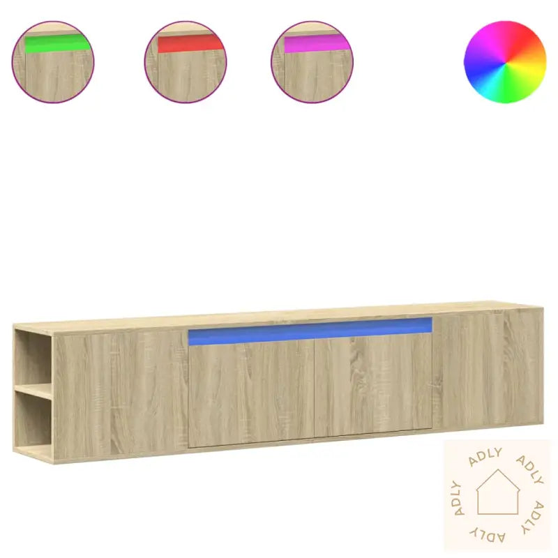 Vegghengt Tv-Benk Med Led Sonoma Eik 180X31X39,5 Cm