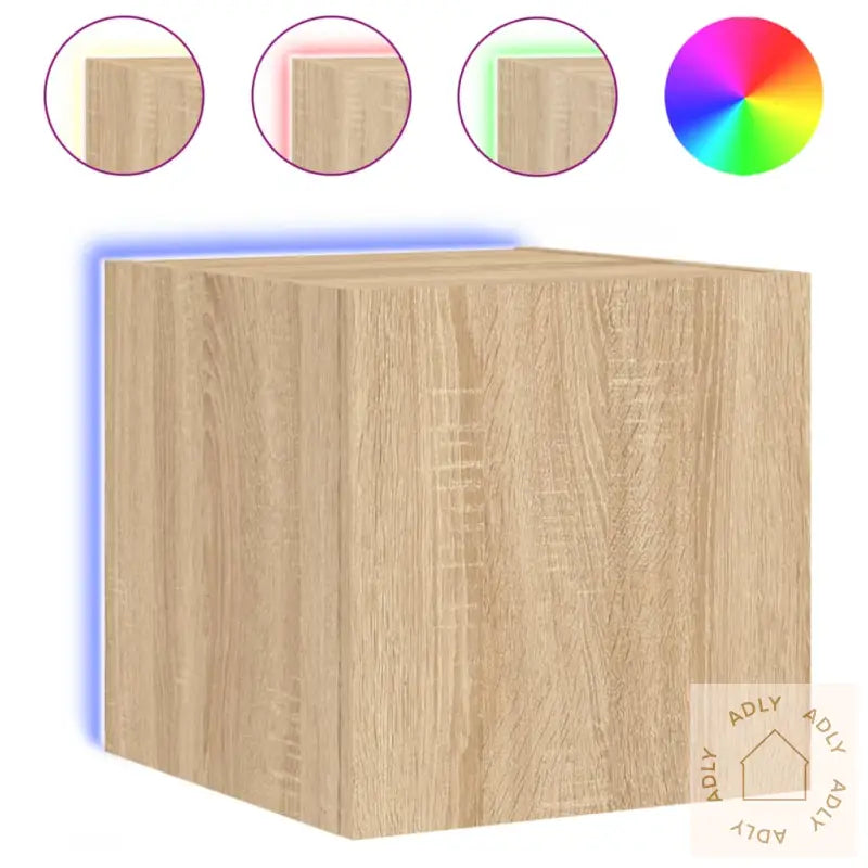 Vegghengt Tv-Benk Med Led Sonoma Eik 30,5X35X30 Cm