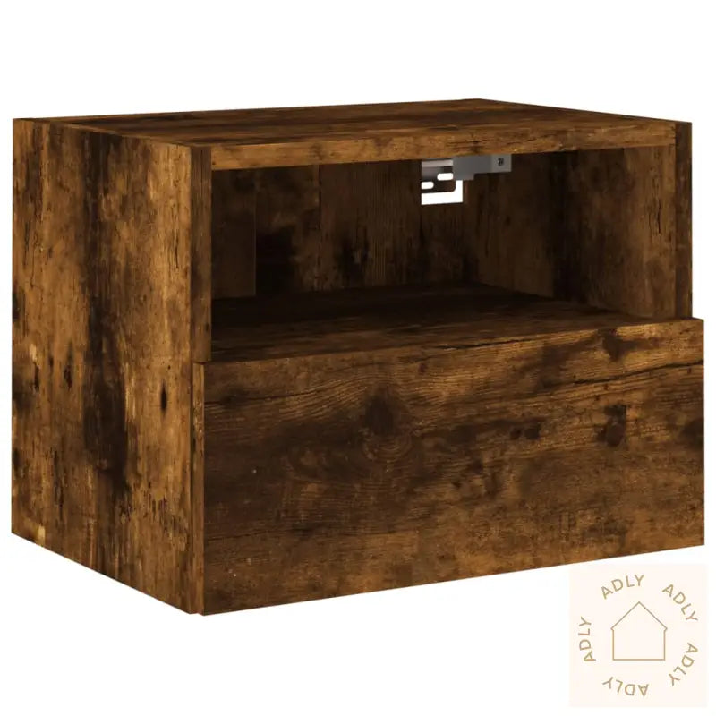 Vegghengt Tv-Benk Røkt Eik 40X30X30 Cm Konstruert Tre