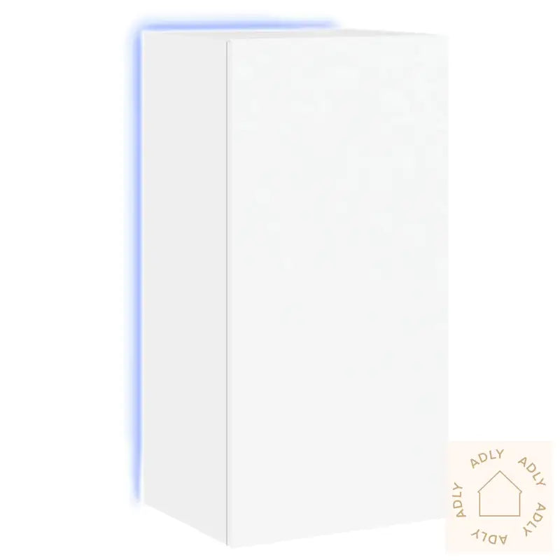 Vegghengt Tv-Benk Med Led Hvit 40,5X35X80 Cm