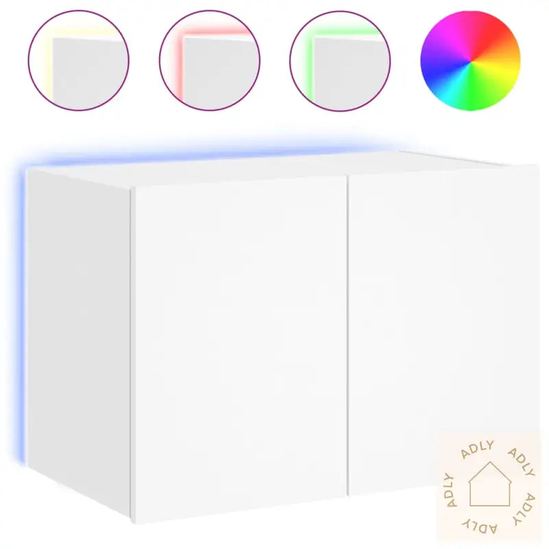 Vegghengt Tv-Benk Med Led Hvit 60X35X41 Cm