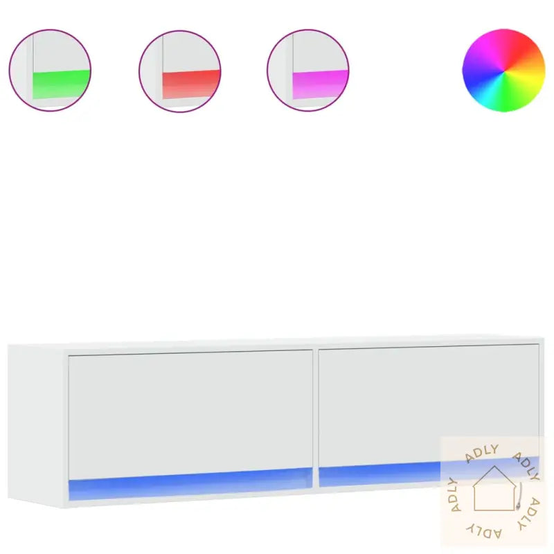 Vegghengt Tv-Benk Med Led Hvit 140X31X38 Cm