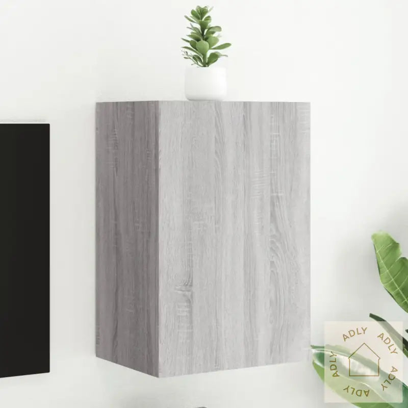 Vegghengt Tv-Benk Grå Sonoma 40,5X30X60 Cm Konstruert Tre