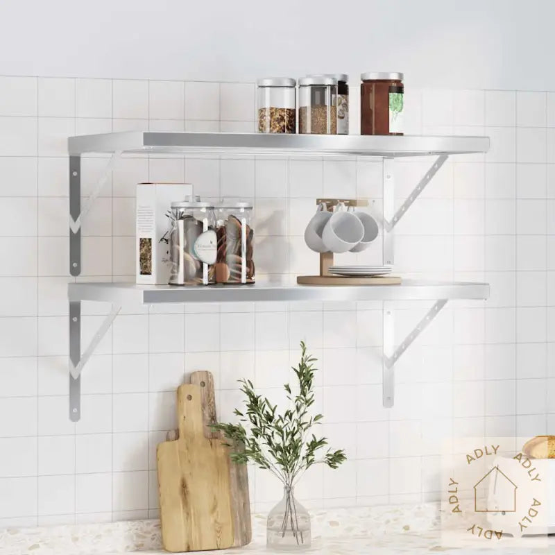 Vegghyller 2 Stk 75X40X3 Cm Sølv Rustfritt Stål
