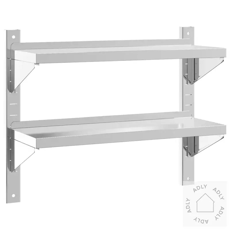 Vegghylle 2 Etasjer 75X23,5X60 Cm Sølv Rustfritt Stål