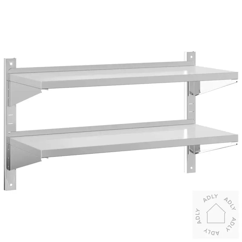 Vegghylle 2 Etasjer 100X40X60 Cm Sølv Rustfritt Stål