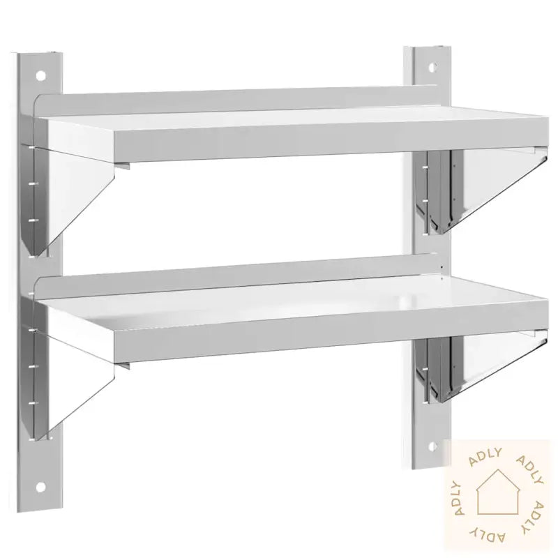 Vegghylle 2 Etasjer 50X23,5X48 Cm Sølv Rustfritt Stål
