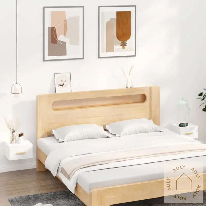 Veggmonterte Nattbord 2 Stk Hvit 35X35X20 Cm