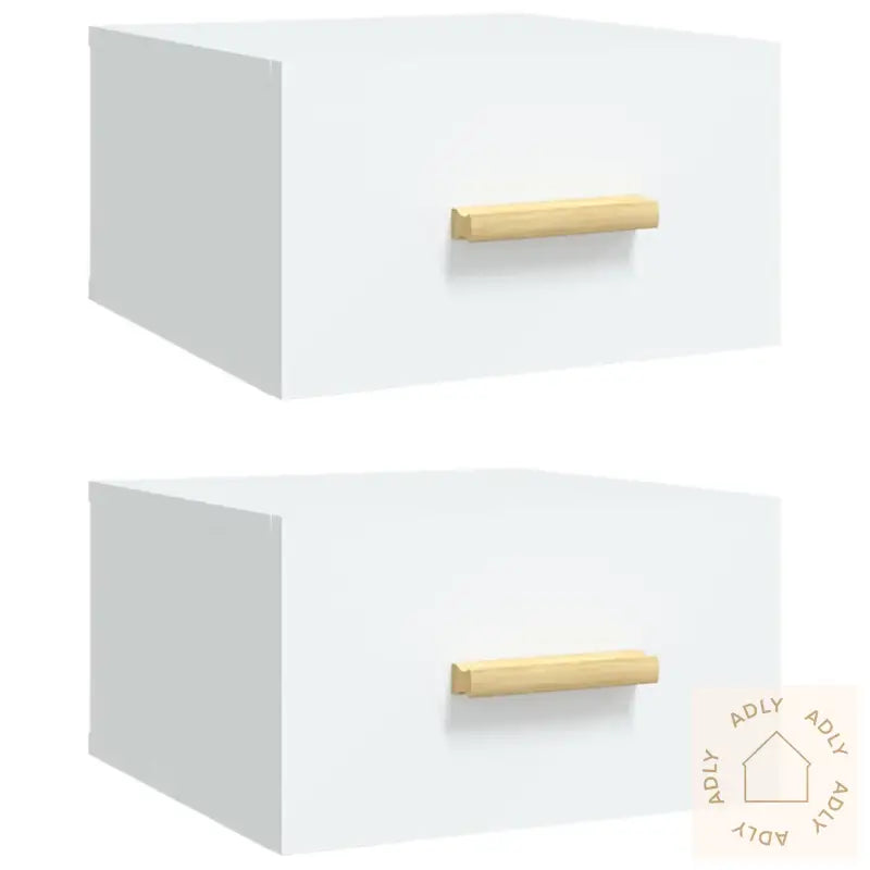 Veggmonterte Nattbord 2 Stk Hvit 35X35X20 Cm