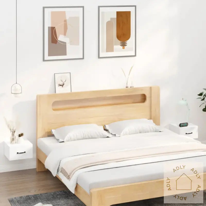 Veggmonterte Nattbord 2 Stk Hvit 35X35X20 Cm