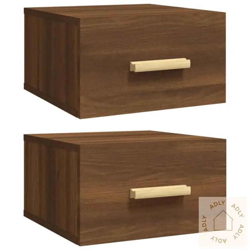Veggmonterte Nattbord 2 Stk Brun Eik 35X35X20 Cm