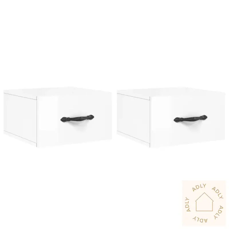 Veggmonterte Nattbord 2 Stk Høyglans Hvit 35X35X20 Cm