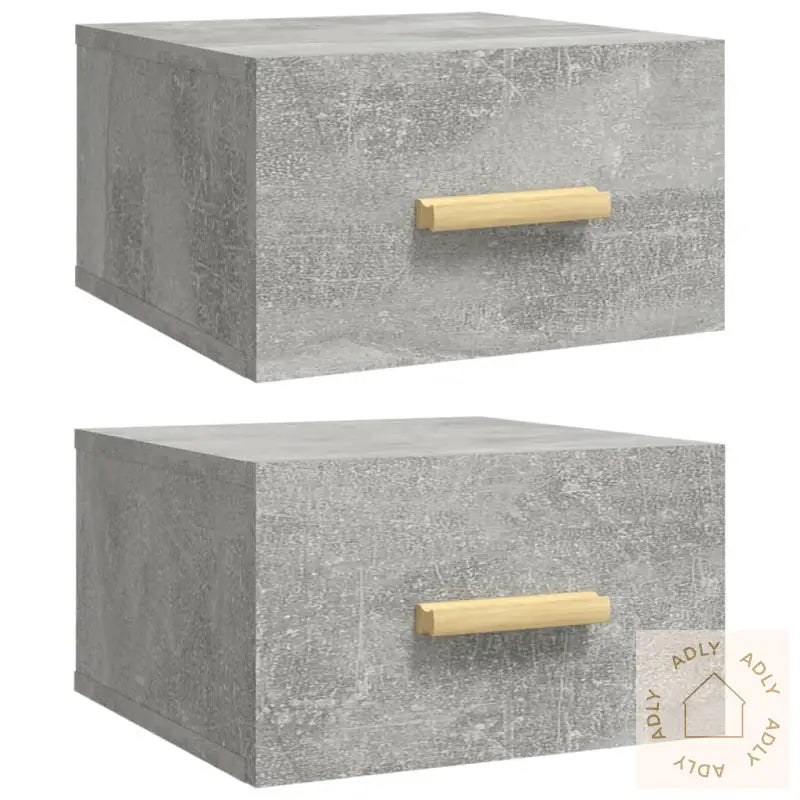 Veggmonterte Nattbord 2 Stk Betonggrå 35X35X20 Cm