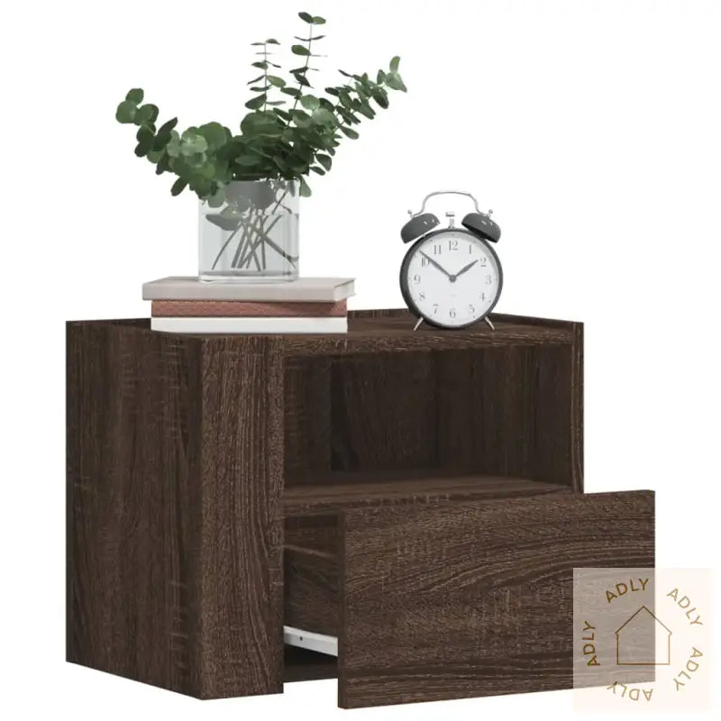 Veggmonterte Nattbord 2 Stk Brun Eik 45X30X35 Cm