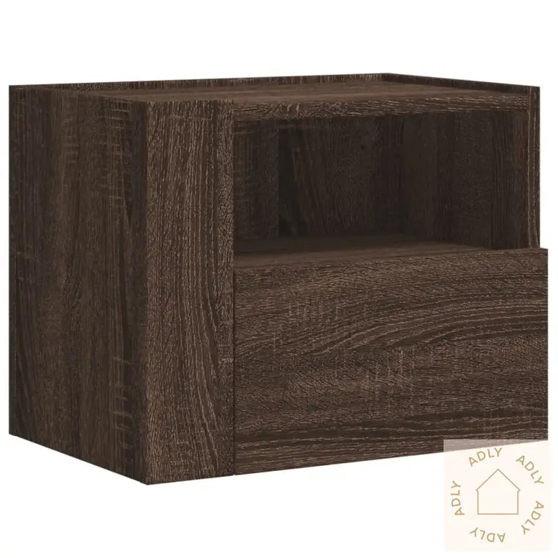 Veggmontert Nattbord Brun Eik 45X30X35 Cm